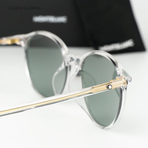 Montblanc Women Sunglasses Clear Green Round MB0326SA 004 NEW AUTHENTIC main image 5